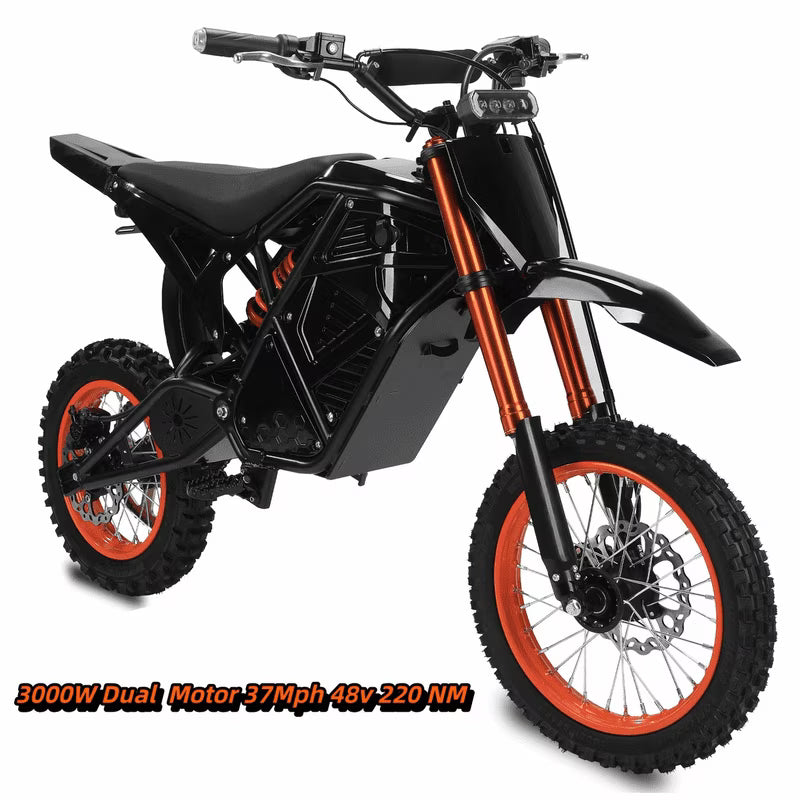 GT73 PRO 338 NM Electric Dirt Bike for Adults.3000W(Peak)Dual Motor 50Mph Max Speed.60V 50MPH 36.4AH Dual Battery Ebike.85 Miles Range. 25 Motorcycle Tires. All-Terrain for Mountain. Snow. UL2849