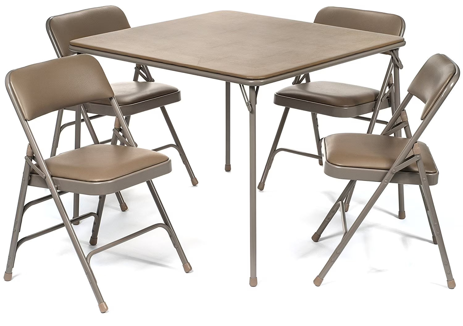 5pc. XL Series 4 Folding Card Table and Triple Braced Vinyl Padded Chair Set. Commercial Quality. Beige. 30