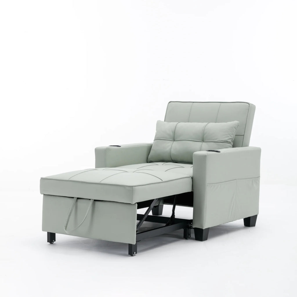 Convertible Futon Sofa Bed. 3-in-1 Multi-Functional Sleeper Chair Bed with USB Ports. Adjustable Backrest Recliner.for Living Room Bedroom Small Space. Tech Cloth. Dark Grey