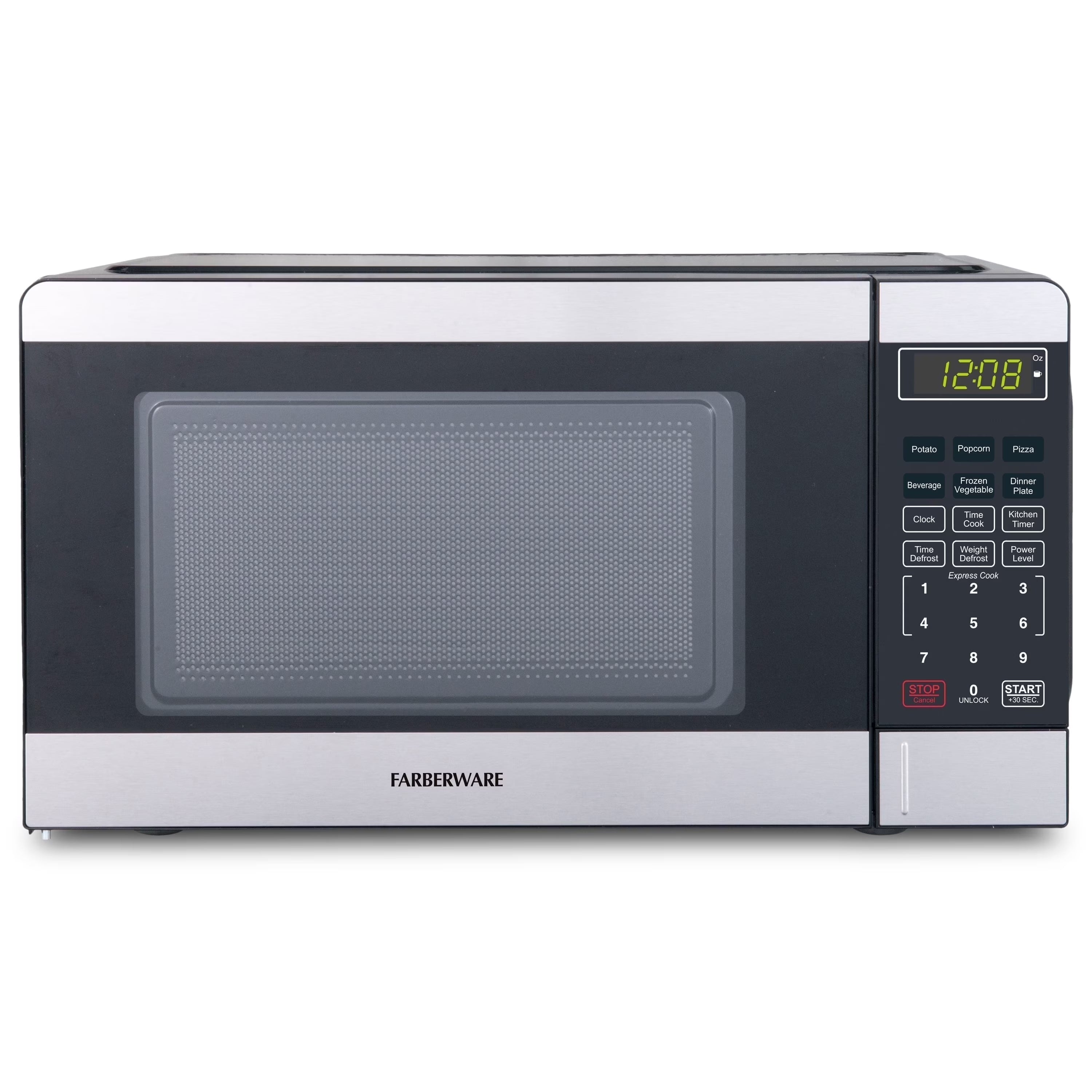 Farberware Countertop Microwave Ov 1100 Watts. 2.2 cu ft - Smart Sensor With LED Lighting and Child Lock - Perfect for Apartments and Dorms - Easy Clean Black Interior. Stainless Steel