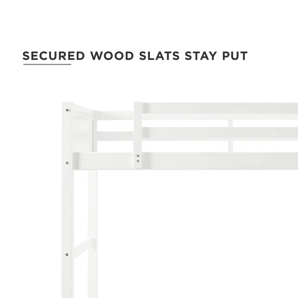 Your Zone Kiarah Twin Loft Bed with Ladder. White