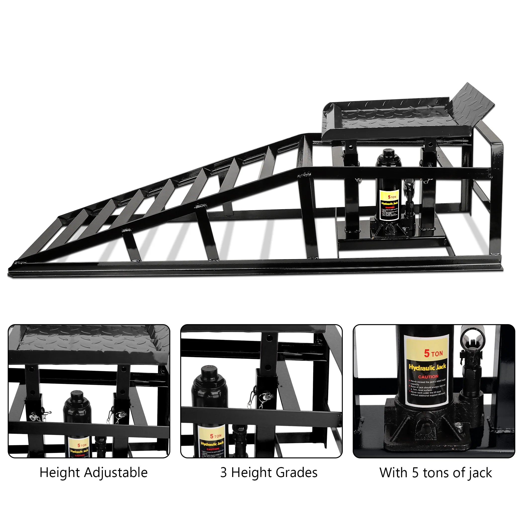 Lafati 2-Pack Hydraulic Car Ramps: Heavy-Duty Vehicle Ramps with 5T / 10000lbs Jack Load Capacity. Portable Design for Effortless Oil Changes and Car Lifts