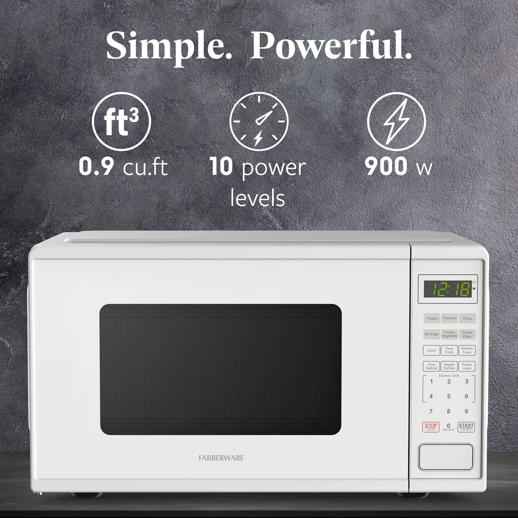 Farberware Countertop Microwave Ov 1100 Watts. 2.2 cu ft - Smart Sensor With LED Lighting and Child Lock - Perfect for Apartments and Dorms - Easy Clean Black Interior. Stainless Steel