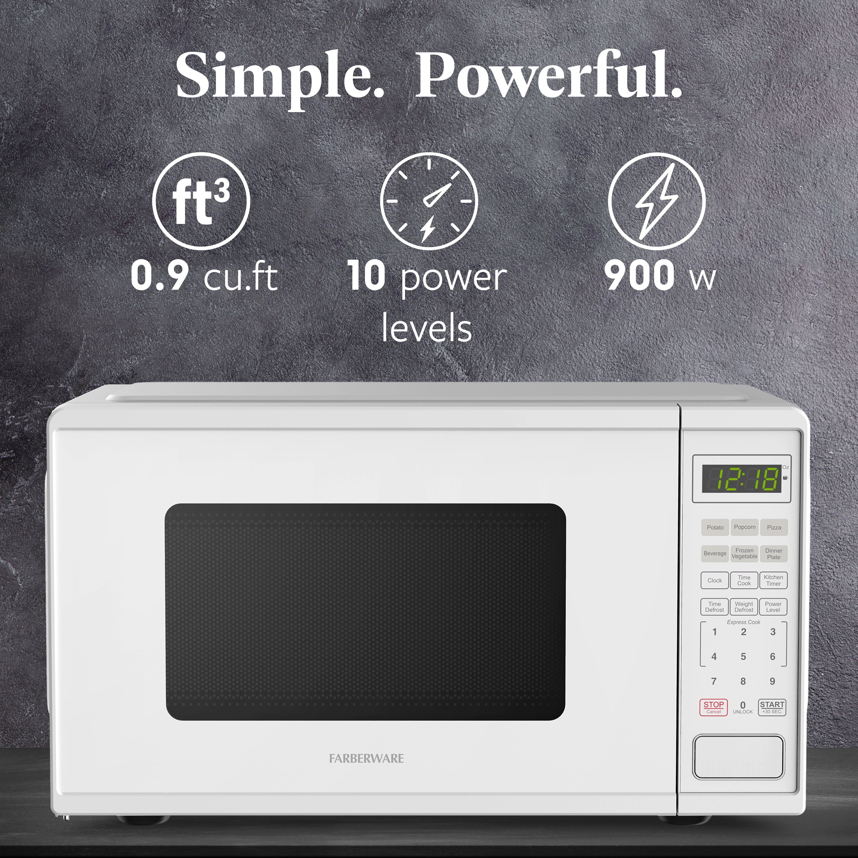 Farberware Countertop Microwave Ov 1100 Watts. 2.2 cu ft - Smart Sensor With LED Lighting and Child Lock - Perfect for Apartments and Dorms - Easy Clean Black Interior. Stainless Steel