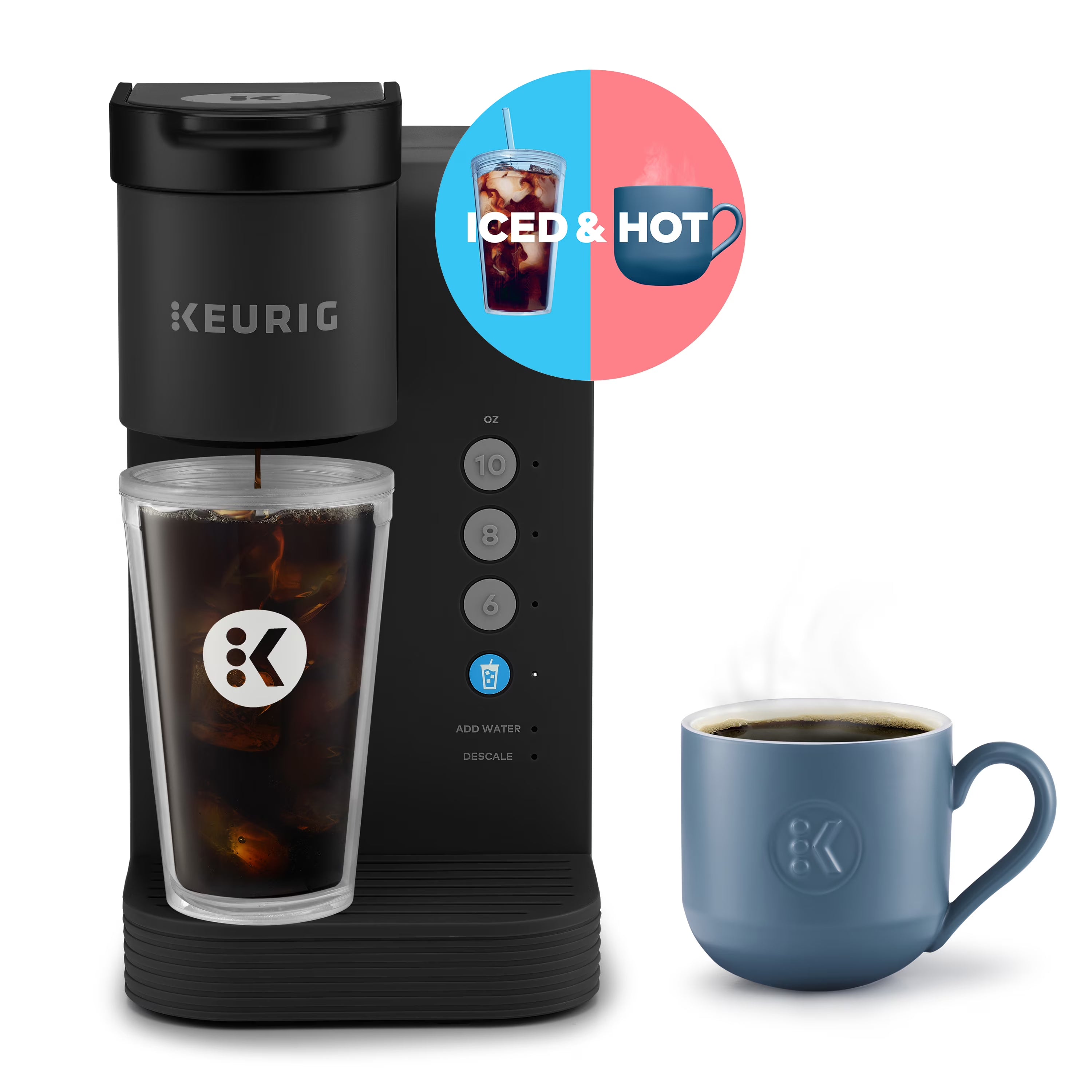 Keurig K-Iced Essentials Iced and Hot Single-Serve K-Cup Pod Coffee Maker. White