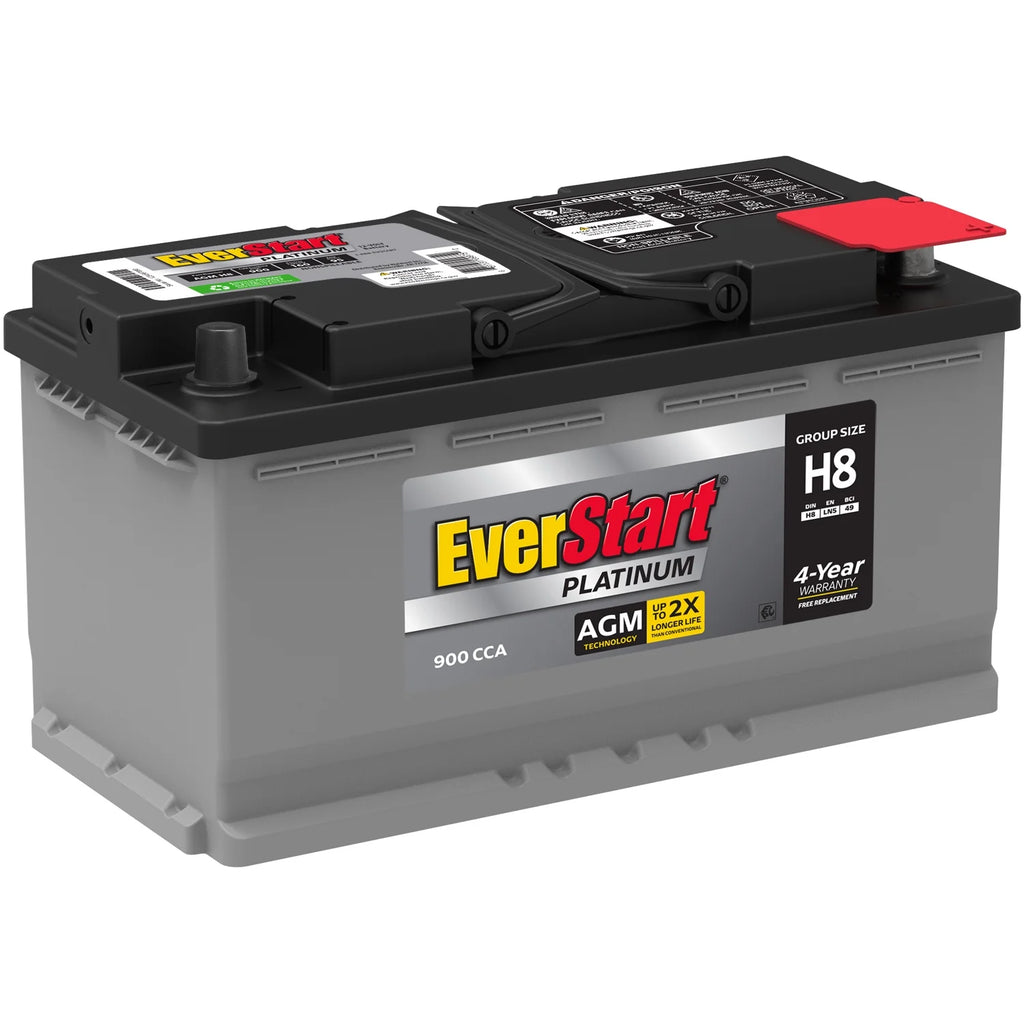 EverStart Platinum AGM Automotive Battery. Group Size H8 / LN5 / 49 12 Volt. 900 CCA with Top Post Epoxy Coated Battery Terminals