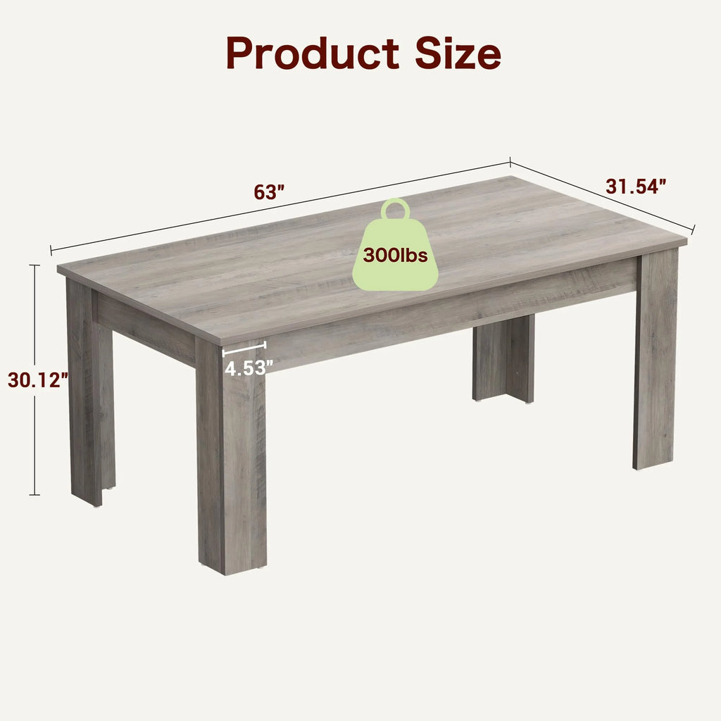 Dining Table for 4-6.63-inch Dining Tables for 4.Farmhouse Kitchen Table with Large Tabletop.Rectangular Dining Room Table.Kitchen Dining Table Dinner Table for Kitchen.Living Room��Only table��