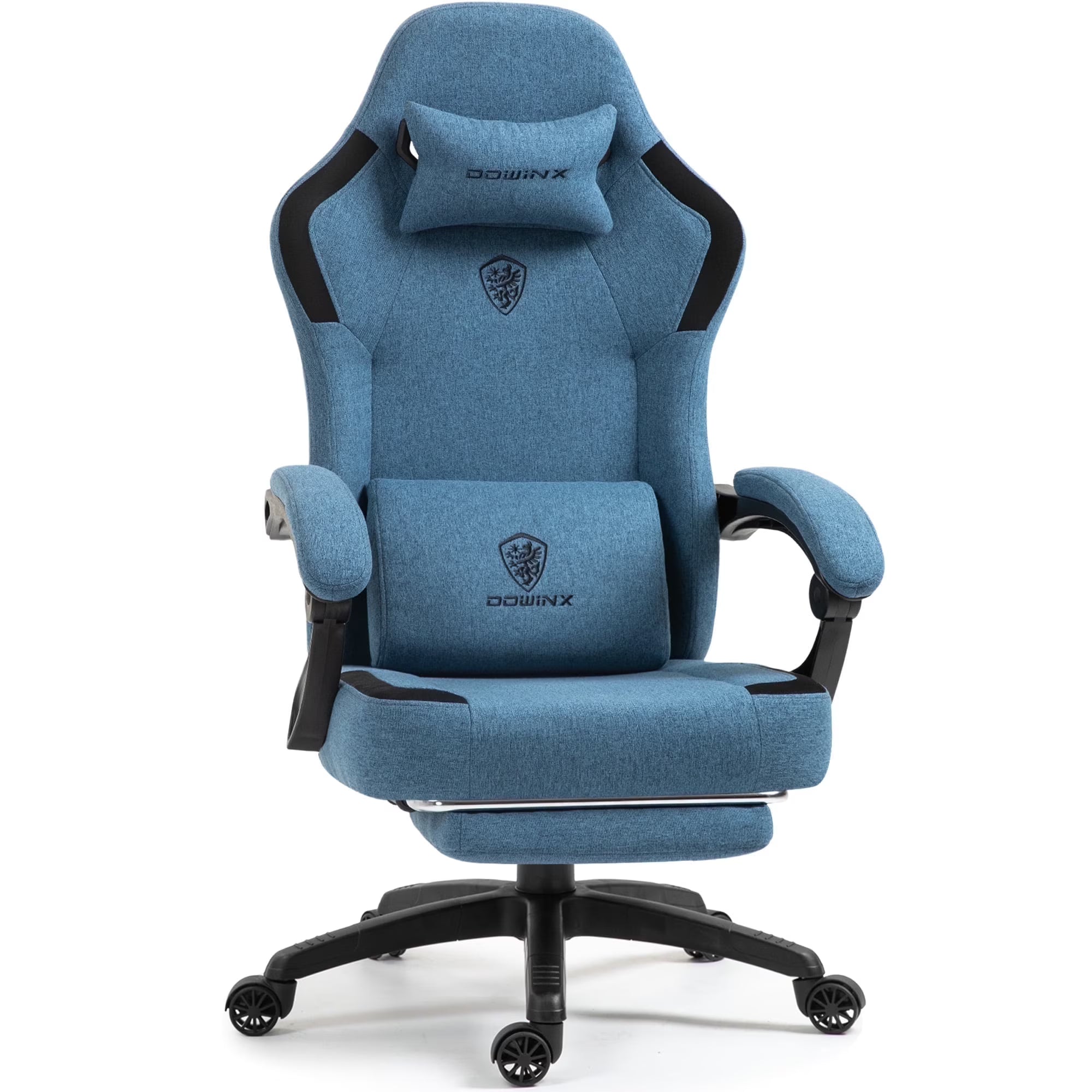 GOOSEA Fabric Gaming Chair with Pocket Spring Cushion. Breathable Computer Chair with Massage Lumbar Support and Footrest. High Back Office Chair for Adults. 300lbs. Grey
