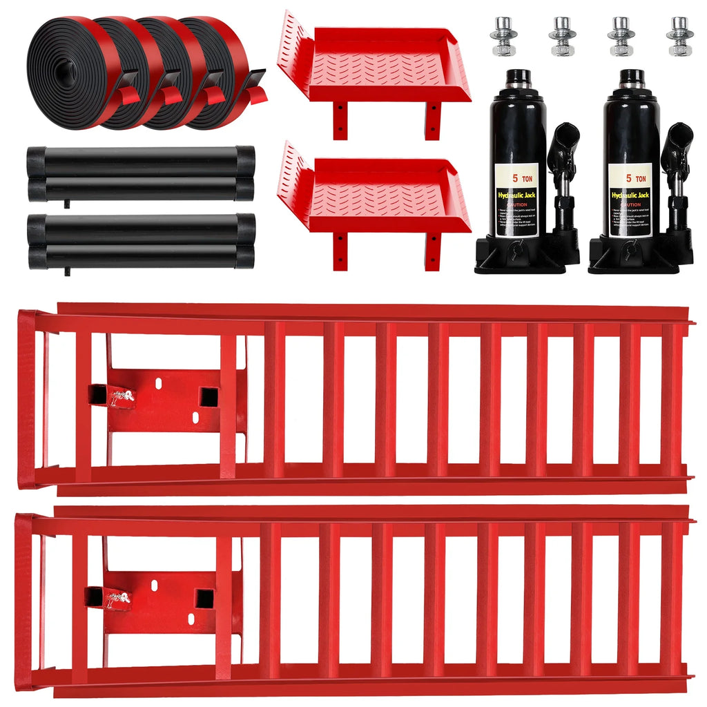 Lafati 2-Pack Hydraulic Car Ramps: Heavy-Duty Vehicle Ramps with 5T / 10000lbs Jack Load Capacity. Portable Design for Effortless Oil Changes and Car Lifts