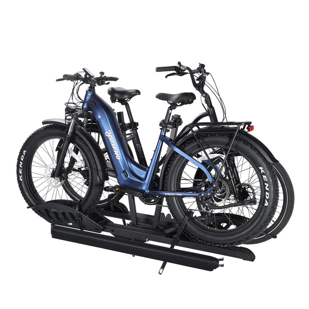 Young Electric Ebike Rack. 200lb Capacity. Alloy Steel Hitch Mount. Fits 5-Inch Fat Tire Bikes. 2-Inch Receiver