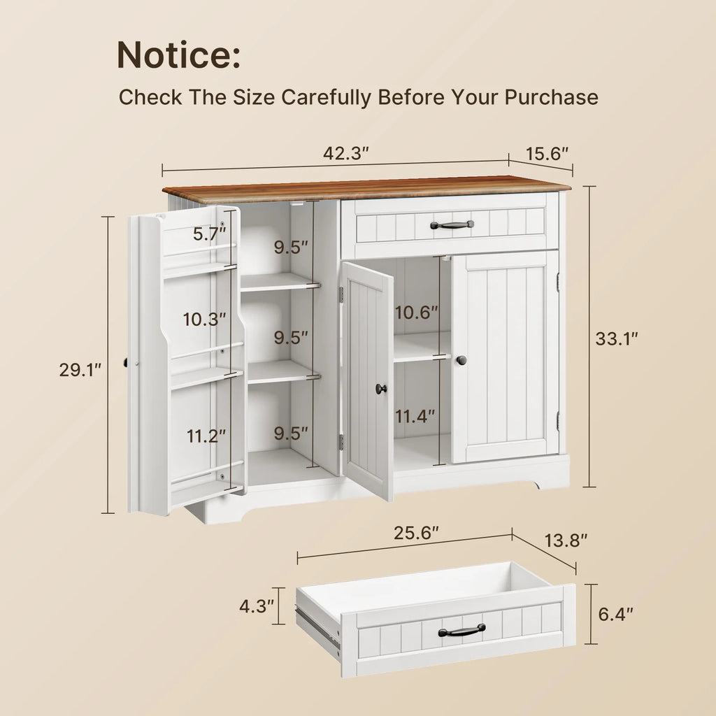 Coffee Bar. Lofka 42 Kitchen Storage Cabinet. Sideboard Buffet Cabinet with 8 Shelves. 1 Drawer