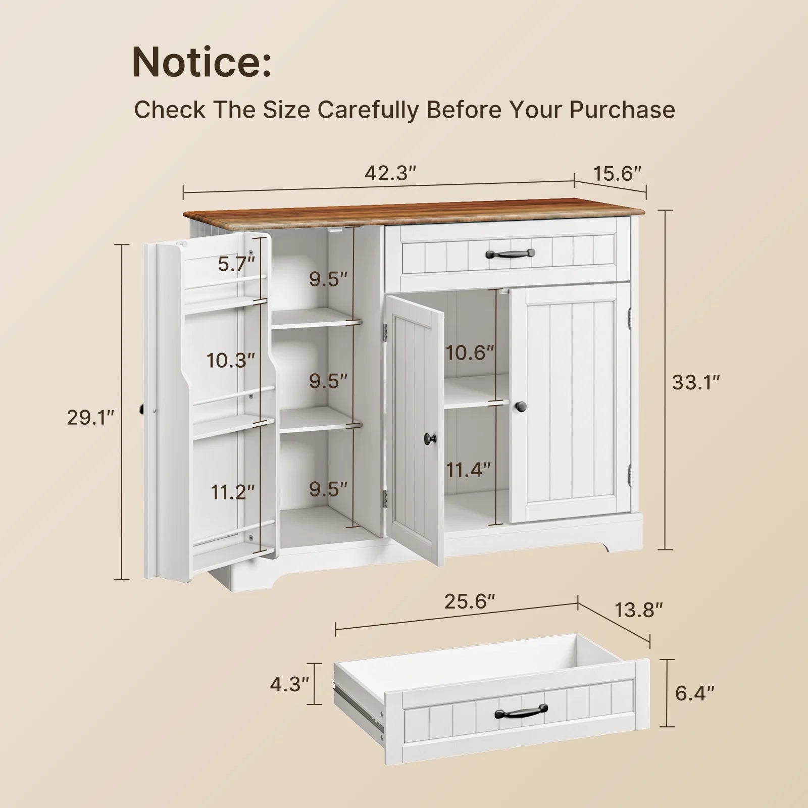 Coffee Bar. Lofka 42 Kitchen Storage Cabinet. Sideboard Buffet Cabinet with 8 Shelves. 1 Drawer