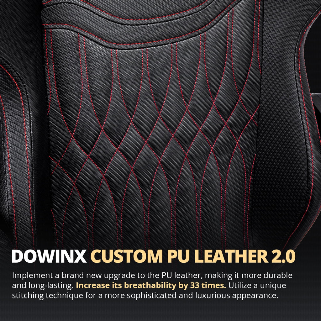 Dowinx Gaming Chair Breathable PU Leather Gamer Chair with Pocket Spring Cushion. Ergonomic Computer Chair with Massage Lumbar Support.Adjustable Swivel Task Chair with Footrest(Brown)