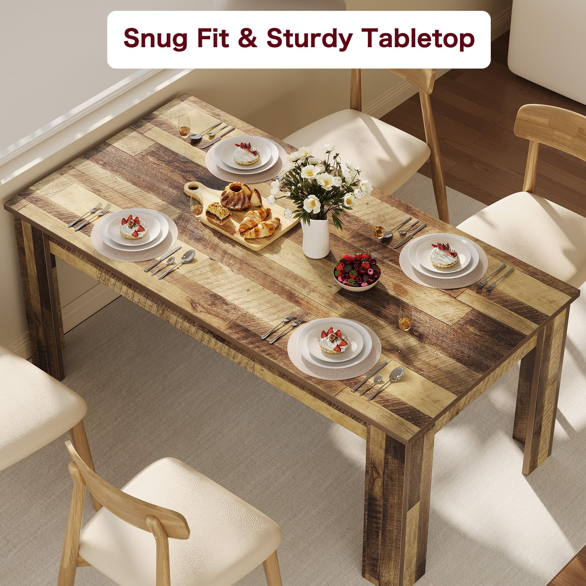 Dining Table for 4-6.63-inch Dining Tables for 4.Farmhouse Kitchen Table with Large Tabletop.Rectangular Dining Room Table.Kitchen Dining Table Dinner Table for Kitchen.Living Room��Only table��