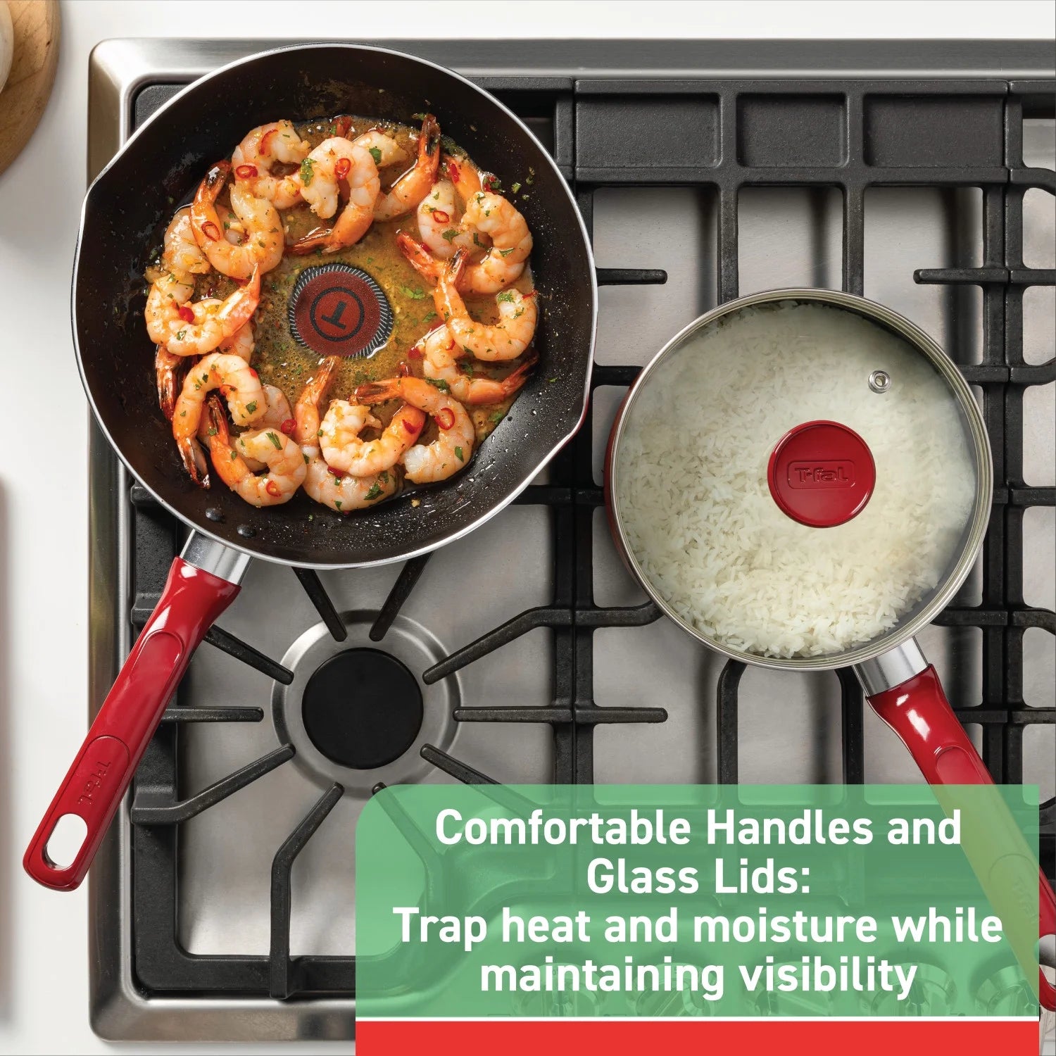 T-fal Easy Care. 20 Piece Non-Stick Pots and Pans Cookware Set. Grey