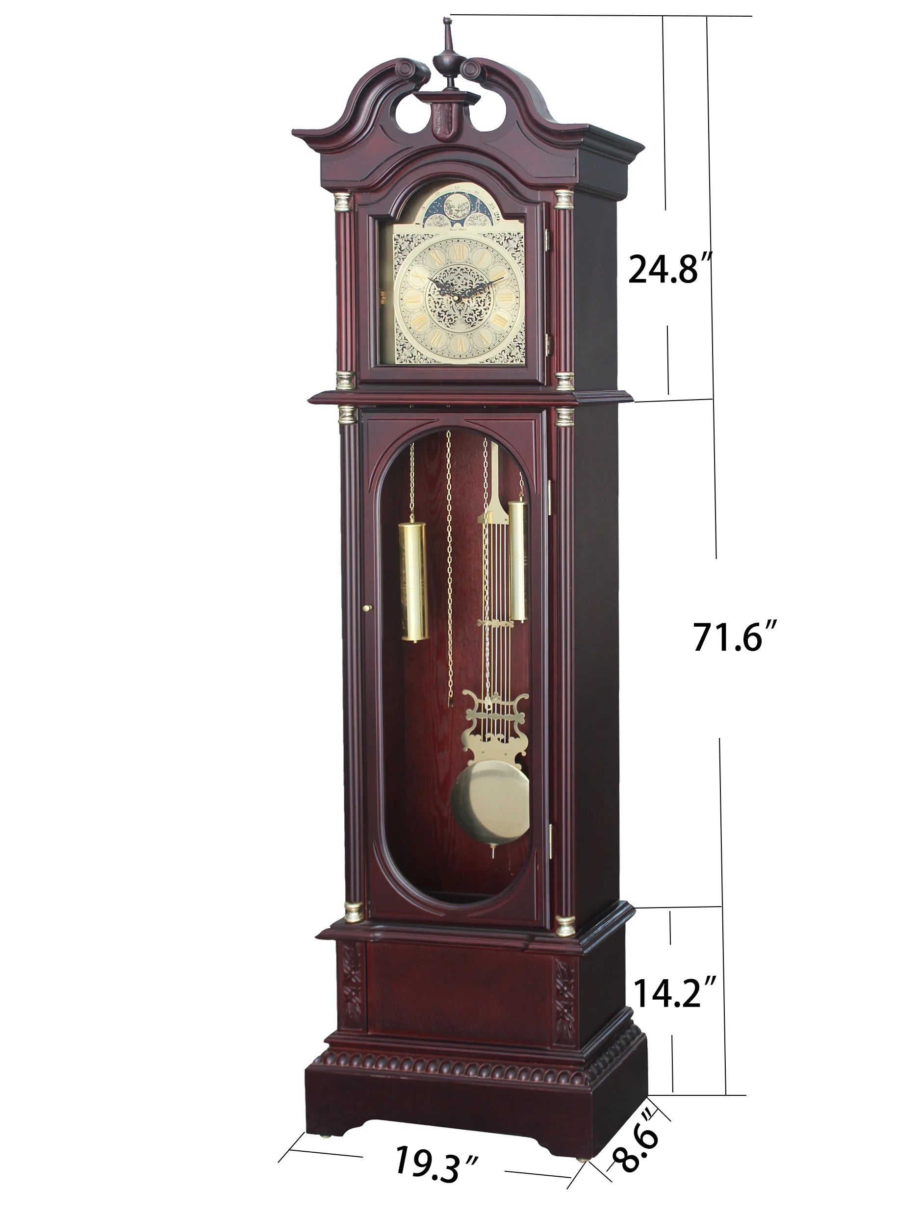 72 Floor Standing Grandfather Clock in Cherry Finish