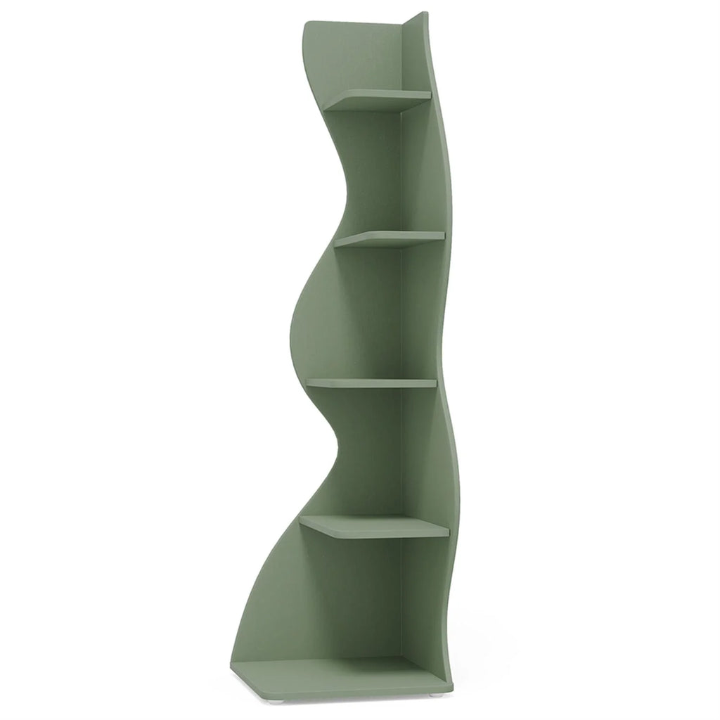 Finihen 5-Tier Corner Bookcase. Wood Bookshelf Storage Organizer. 70 Tall Display Standing Shelf Unit for Bedroom. Living Room. Green