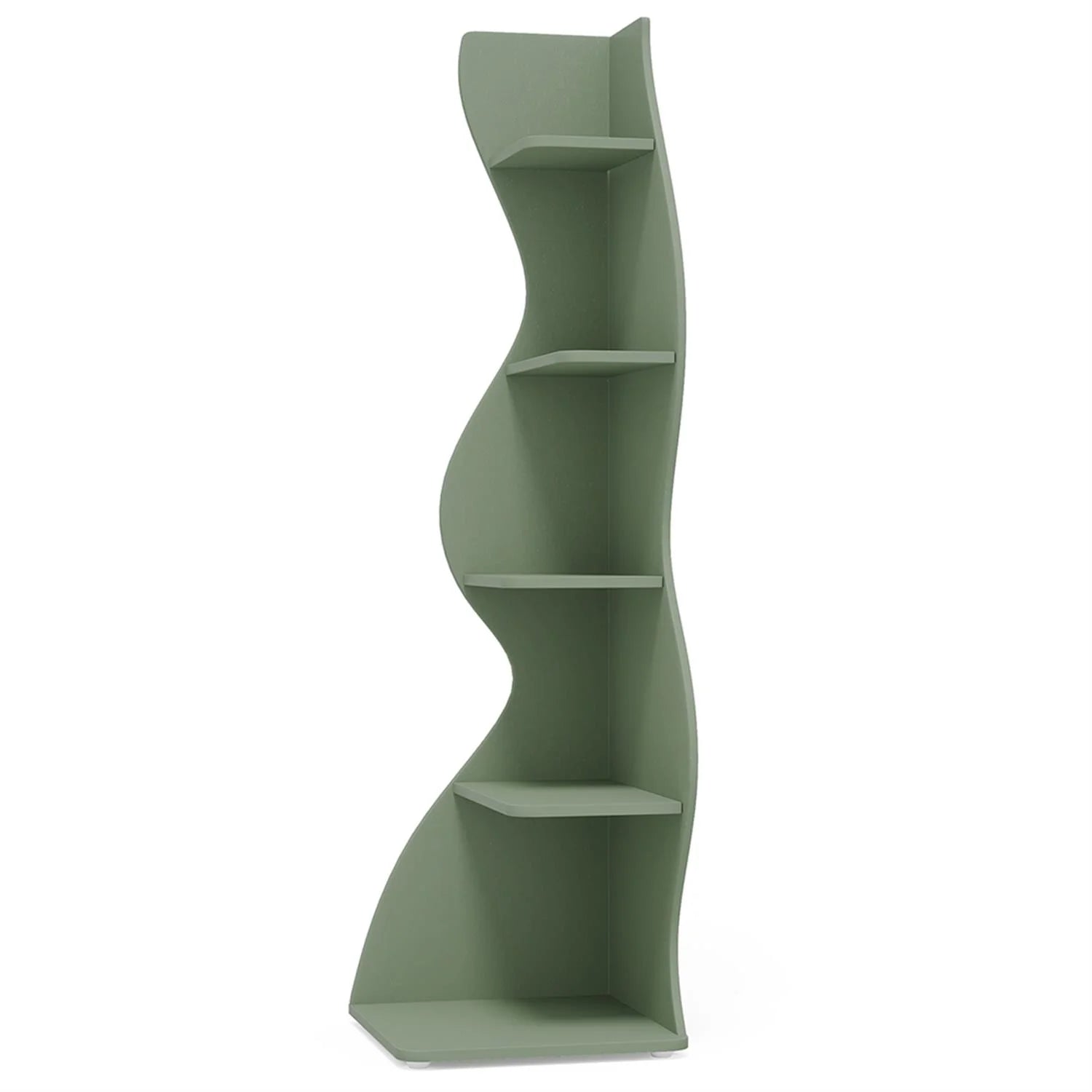 Finihen 5-Tier Corner Bookcase. Wood Bookshelf Storage Organizer. 70 Tall Display Standing Shelf Unit for Bedroom. Living Room. Green