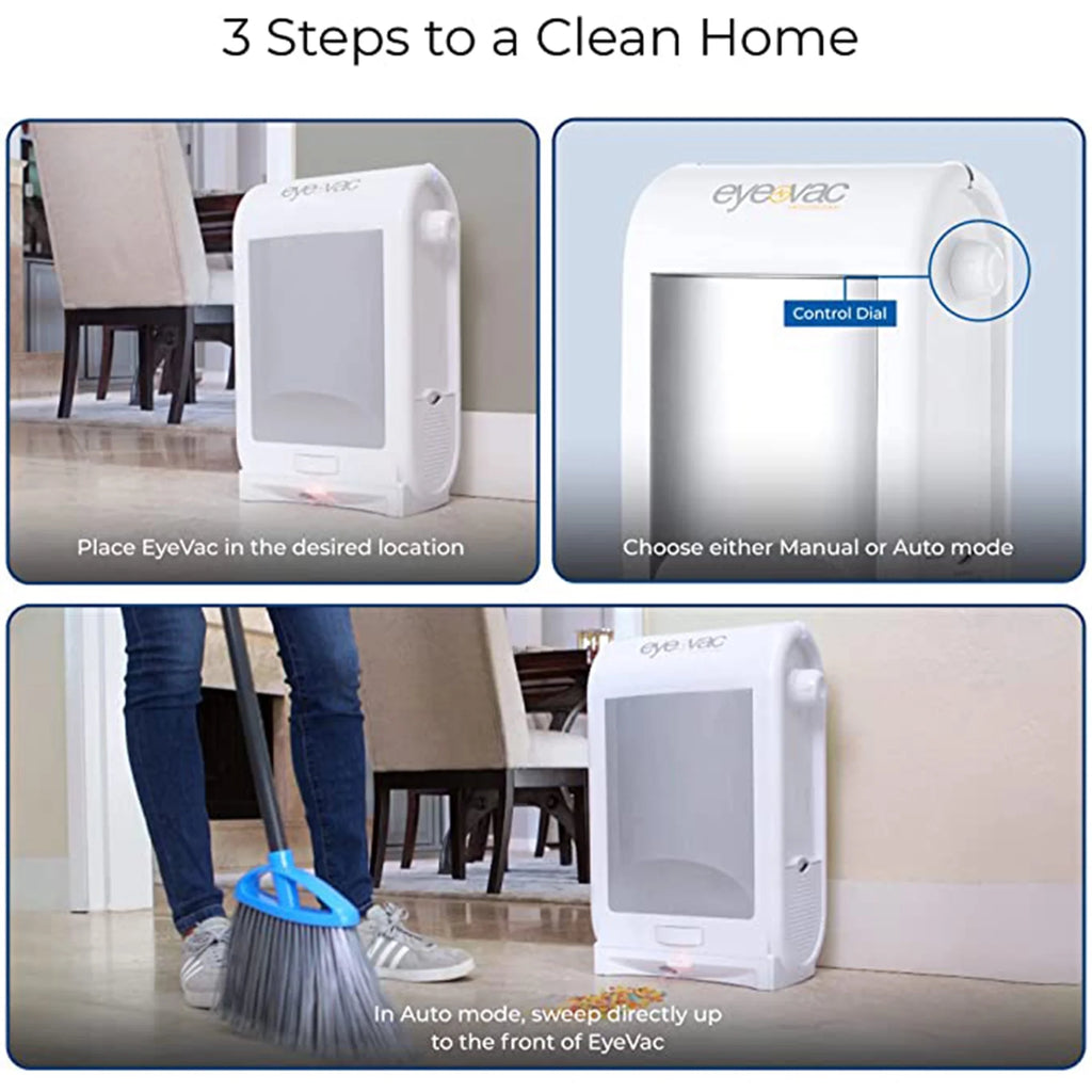 EyeVac Touchless Electric Stationary Pet Vacuum Hard Floor Cleaner. White