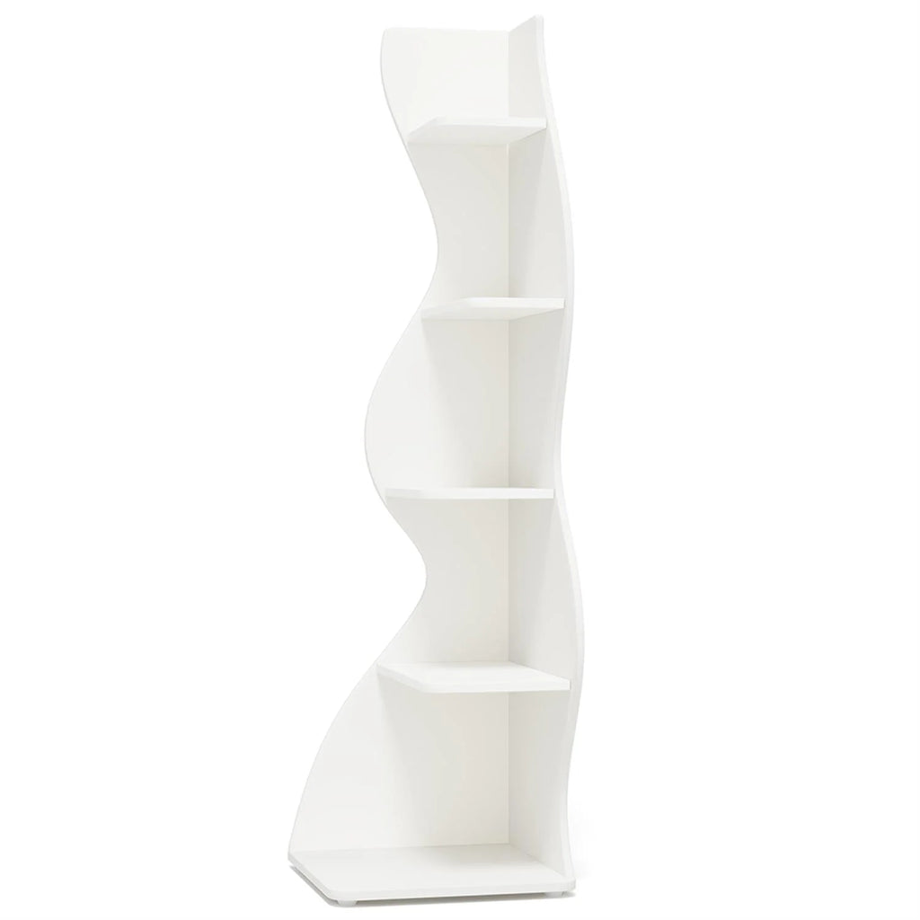 Finihen 5-Tier Corner Bookcase. Wood Bookshelf Storage Organizer. 70 Tall Display Standing Shelf Unit for Bedroom. Living Room. Green