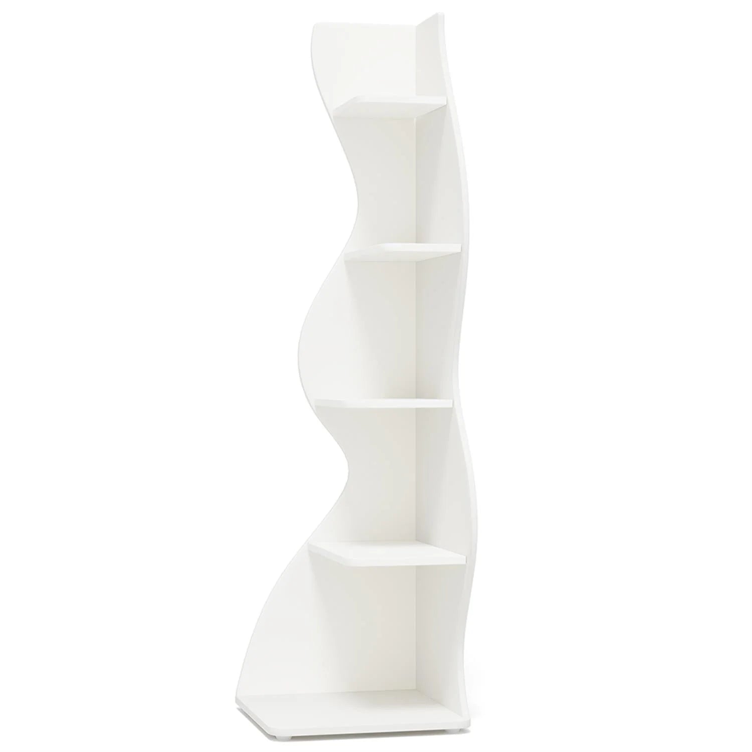 Finihen 5-Tier Corner Bookcase. Wood Bookshelf Storage Organizer. 70 Tall Display Standing Shelf Unit for Bedroom. Living Room. Green
