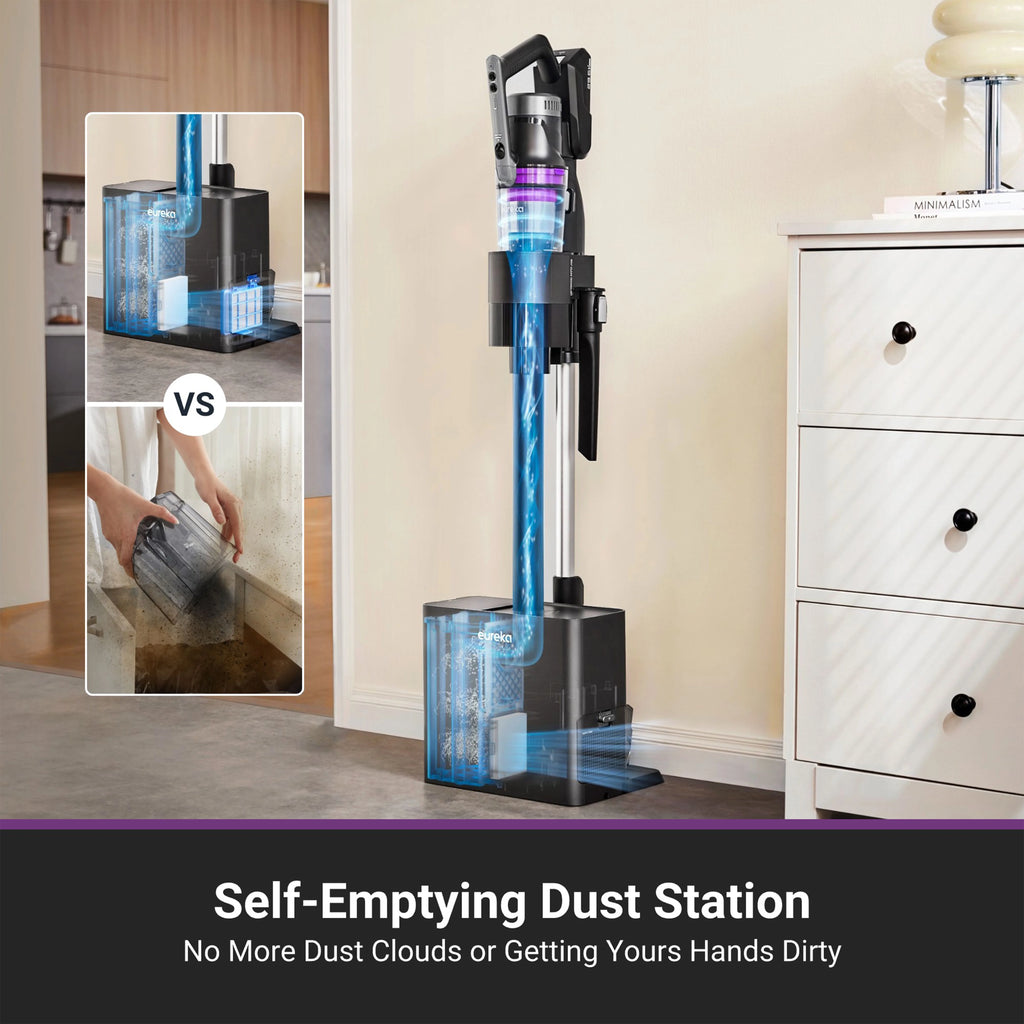 Eureka Stylus Elite Anti-Tangle Cordless Stick Vacuum Cleaner. 60 Minute Runtime. Auto-Empty Dust Station. Pet Hair. Multi-Surface. NEC490SE