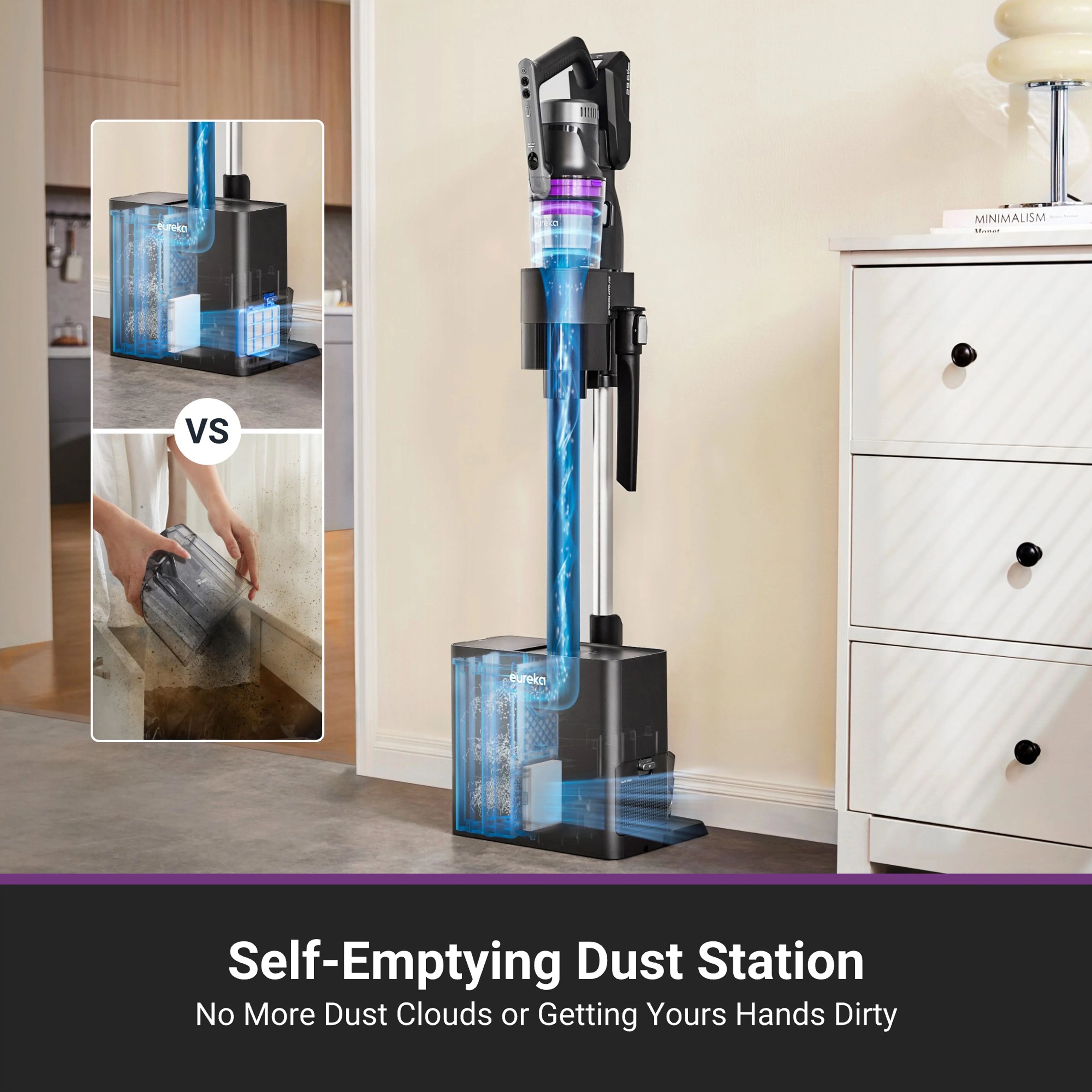 Eureka Stylus Elite Anti-Tangle Cordless Stick Vacuum Cleaner. 60 Minute Runtime. Auto-Empty Dust Station. Pet Hair. Multi-Surface. NEC490SE