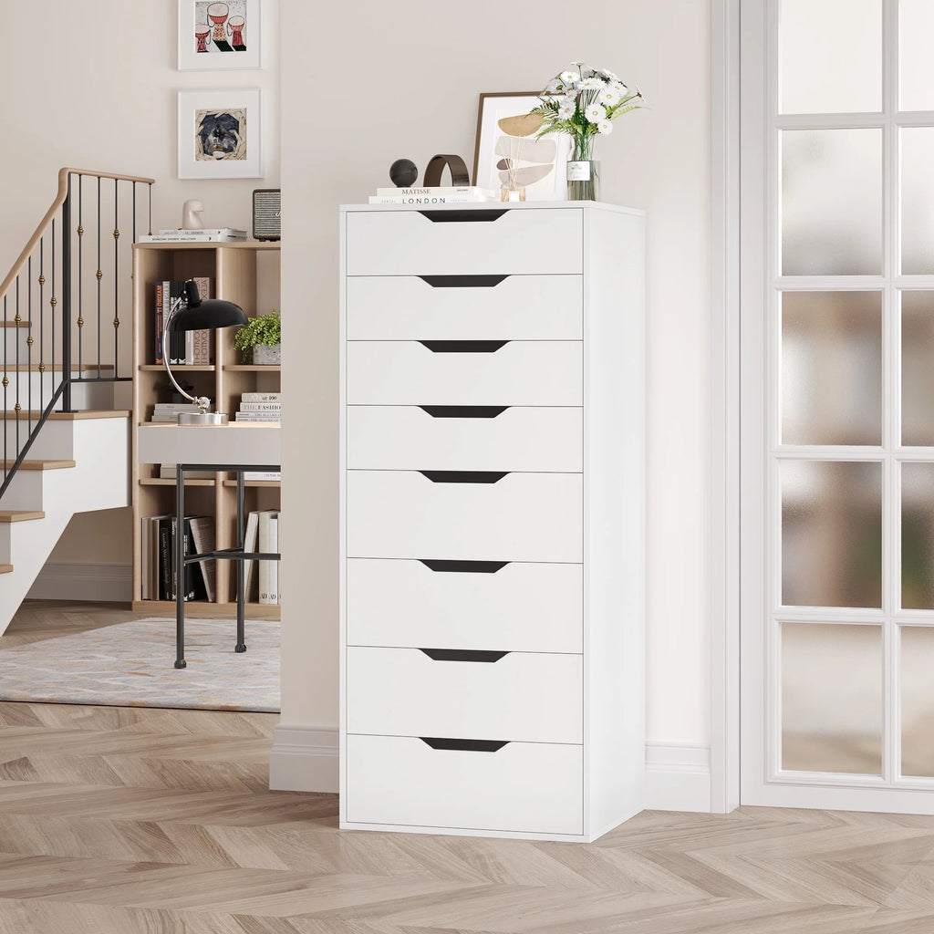 Homfa Vertical 8 Drawer Dresser. 44.5����H Modern Drawers Dresser for Bedroom Living Room. White