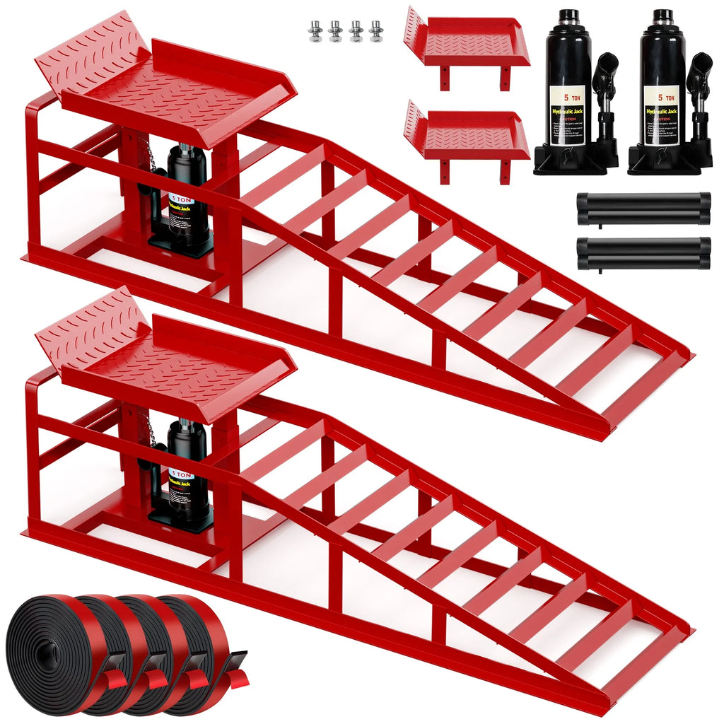 Lafati 2-Pack Hydraulic Car Ramps: Heavy-Duty Vehicle Ramps with 5T / 10000lbs Jack Load Capacity. Portable Design for Effortless Oil Changes and Car Lifts
