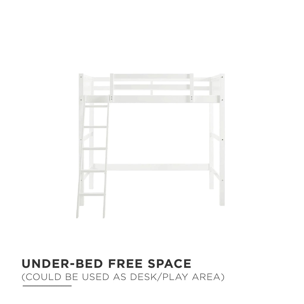 Your Zone Kiarah Twin Loft Bed with Ladder. White