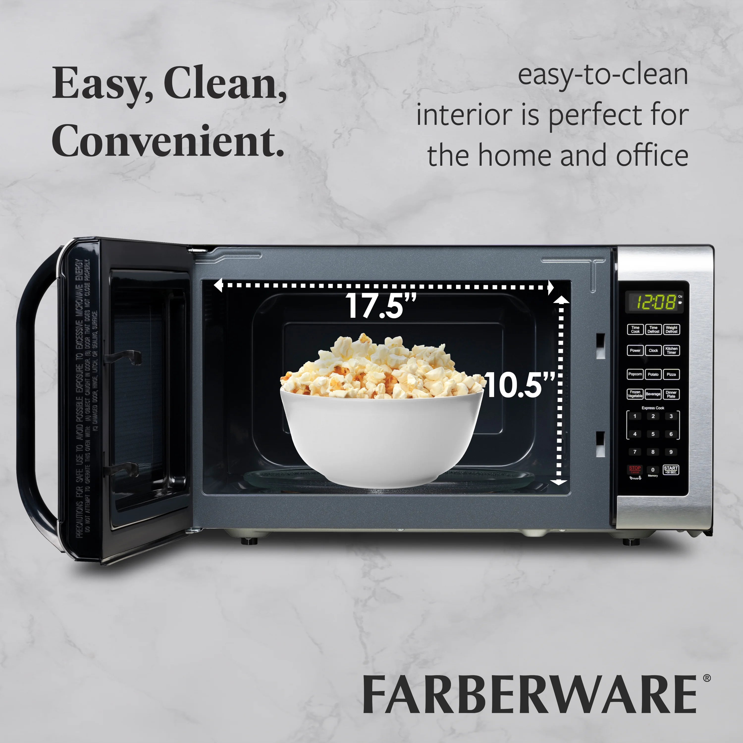 Farberware Countertop Microwave Ov 1100 Watts. 2.2 cu ft - Smart Sensor With LED Lighting and Child Lock - Perfect for Apartments and Dorms - Easy Clean Black Interior. Stainless Steel