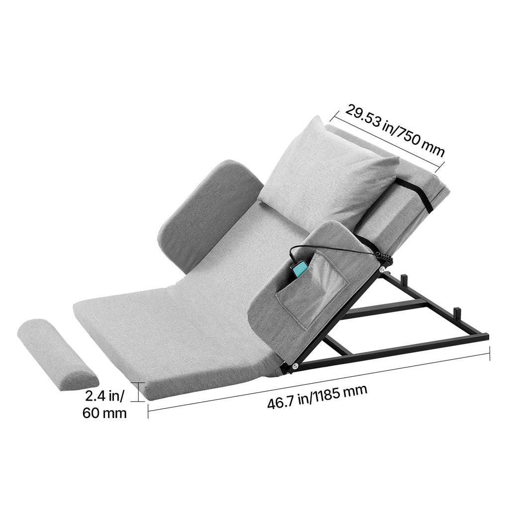 KFFKFF Electric Adjustable Bed Backrest. 300 lbs Capacity. 4-68�� Incline. with Armrest & Storage Pocket. Machine Washable. Ideal for Pregnant Women. Elderly. and Patients