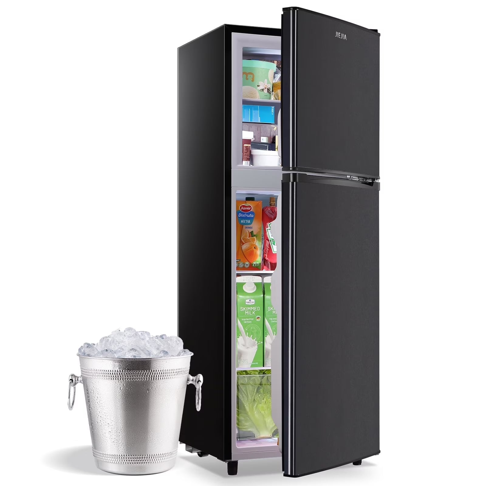 JIEJIA 5.0 Cu.Ft Apartment Size Refrigerators with Separate Freezer. 2 Door Refrigerator. Small Fridge with Freezer. Gray