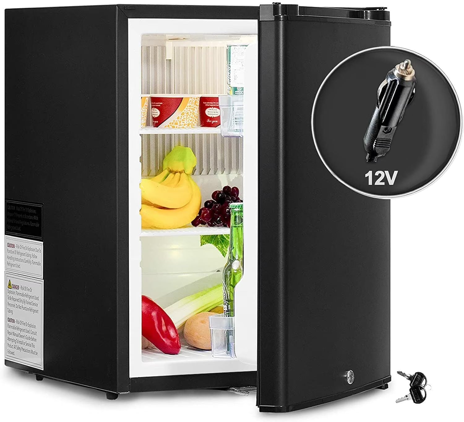 Smad Mini RV Fridge 12V 110V Refrigerator Semi Truck Freightliner Cascadia 2.1 Cu ft Reversible Door