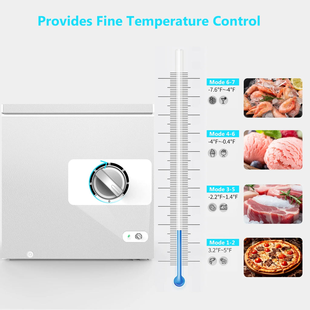 KNDKO 7.0 cu.ft. Chest Freezer with Adjustable Temperature. Free Standing Top Open Door Compact Freezer with Removable Basket for Kitchen/Home/Bar/Garage/Office