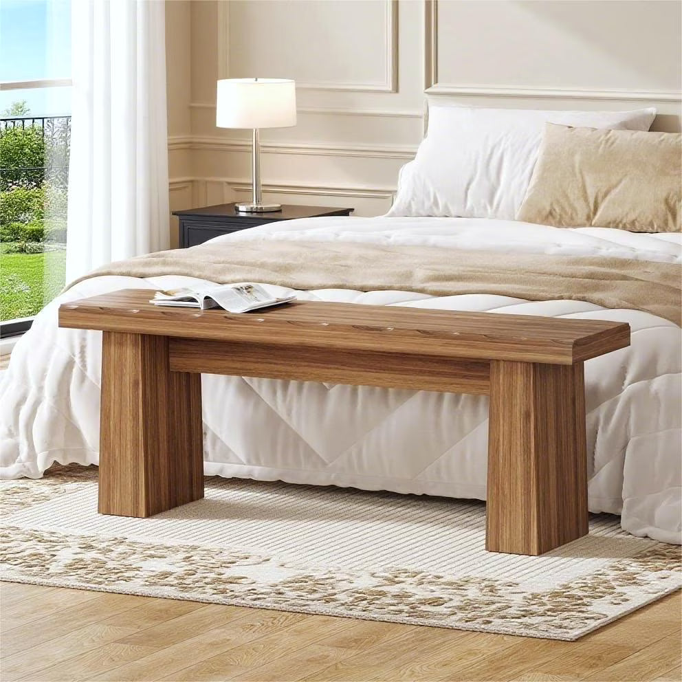 Fnova 48 Wooden Two - Person Backless Entryway Bench with Under - Bench Storage for Outdoor Garden. Living Room. Bedroom. Dining Room. Hallway