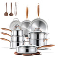 Carote 23-Piece Tri-Ply Stainless Steel Cookware Set with Lids. Nonstick Induction Compatible Pots & Pans Set. Oven Safe