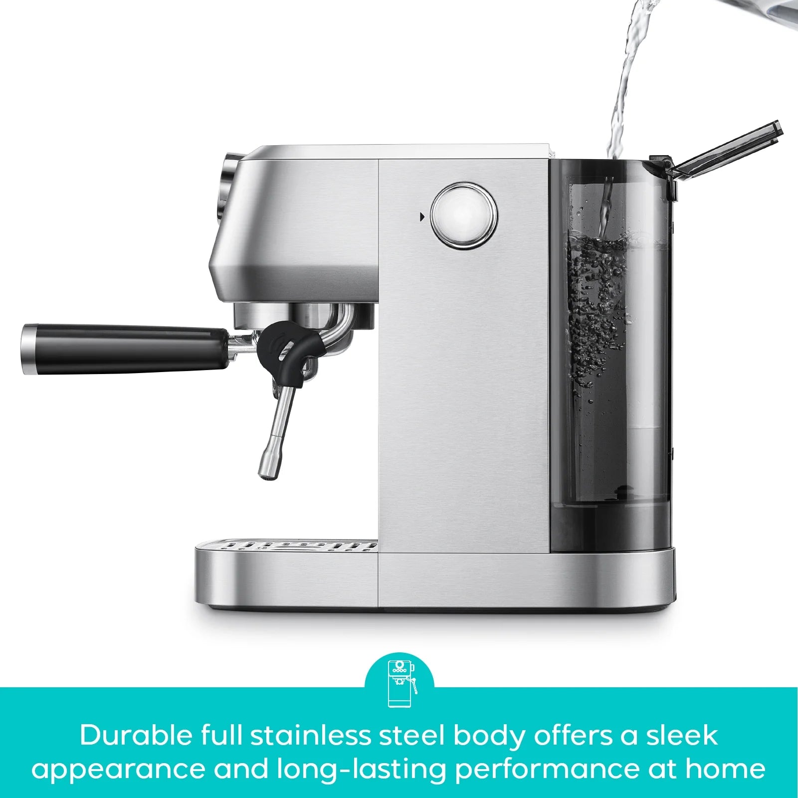 CASABREWS 3700Gense. 20 Bar Espresso Machine and Coffee Maker with Milk Frother. Silver