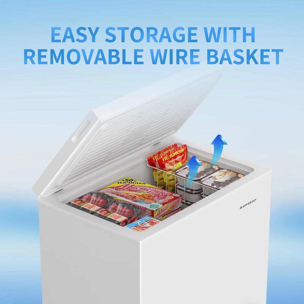 BANGSON 7.0 Cu.Ft Chest Freezer. Deep Freezer with Adjustable Thermostat. Top Open Door Freezer with Removable Basket. Quiet Operation. Ideal for Kitchen/Apartment/Office