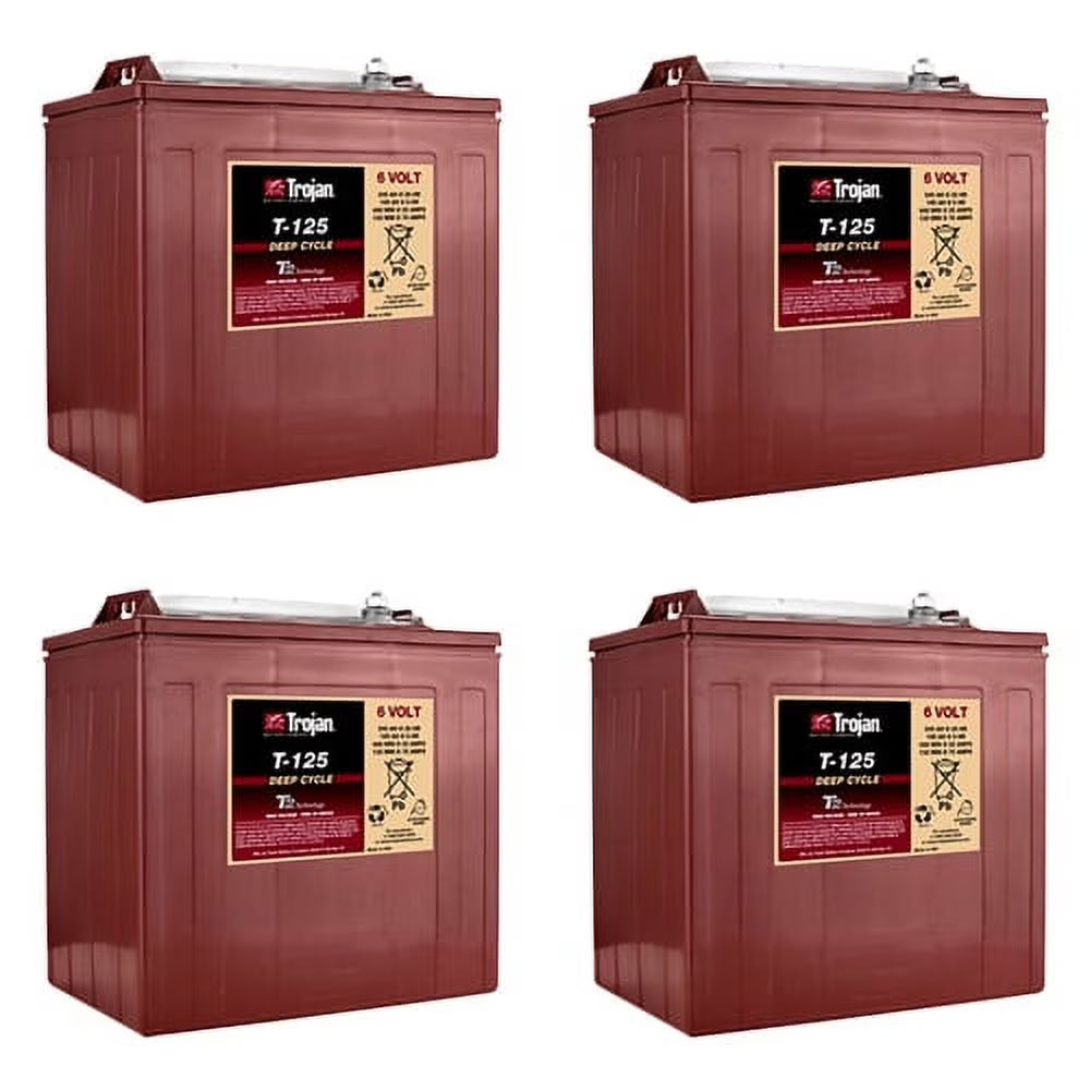 Trojan T-125 240Ah. 6V Deep Cycle Battery - 4 Pack