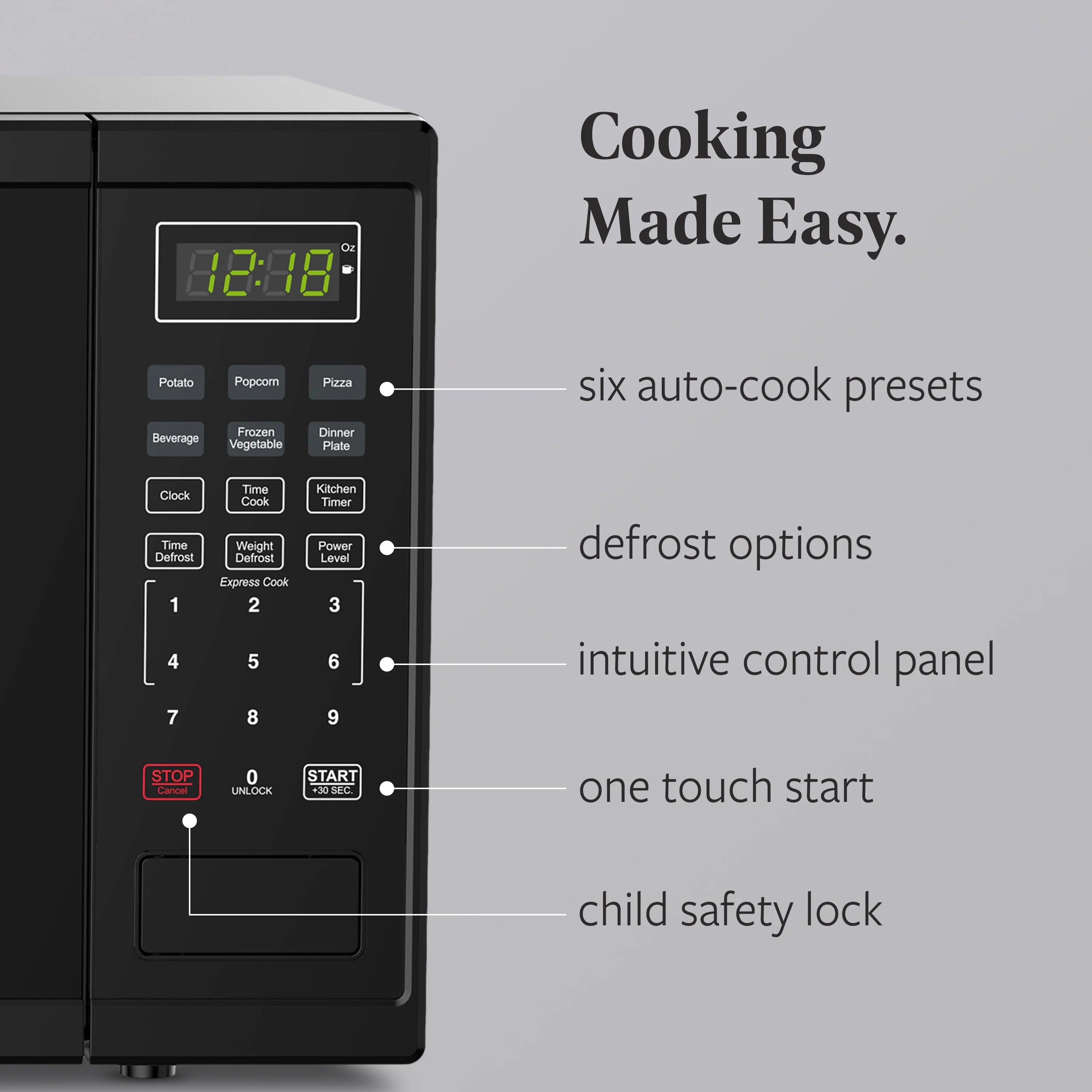 Farberware Countertop Microwave Ov 1100 Watts. 2.2 cu ft - Smart Sensor With LED Lighting and Child Lock - Perfect for Apartments and Dorms - Easy Clean Black Interior. Stainless Steel
