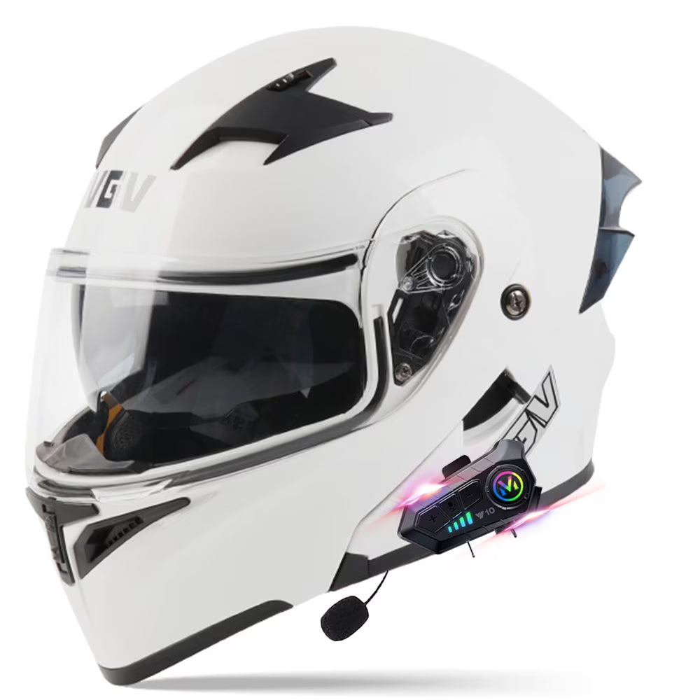 Bluetooth Modular Motorcycle Helmets for Adults Motorbike DOT Approved. Full Face Flip up Anti-Fog Helmet Built-in Dual Speaker with Microphone for Men and Women