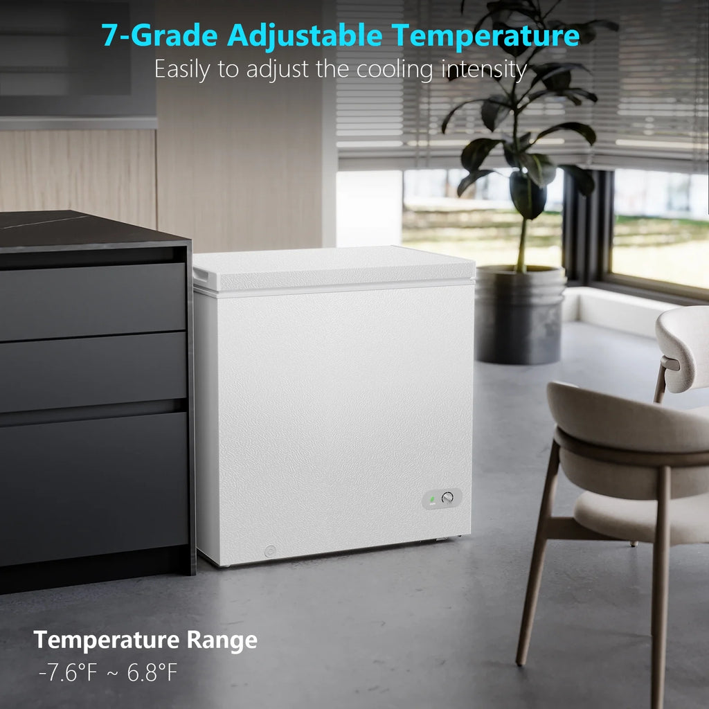 KNDKO 7.0 cu.ft. Chest Freezer with Adjustable Temperature. Free Standing Top Open Door Compact Freezer with Removable Basket for Kitchen/Home/Bar/Garage/Office
