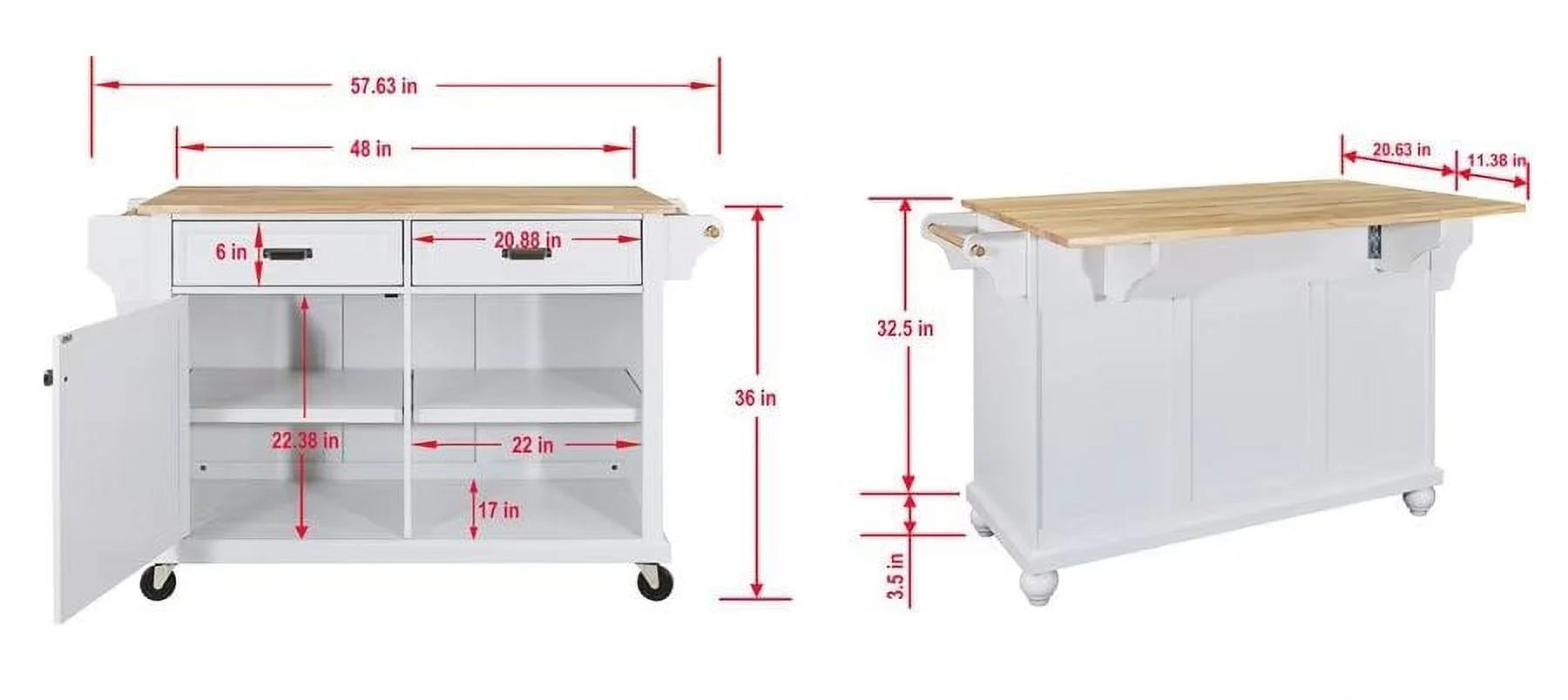 Rolling Kitchen Island with Storage. Utility Kitchen Trolley with Drop-Leaf Countertop. Mobile Kitchen Cart with 2 Drawers. 2 Cabinets and Adjustable Shelves for Dining Room. Kitchen