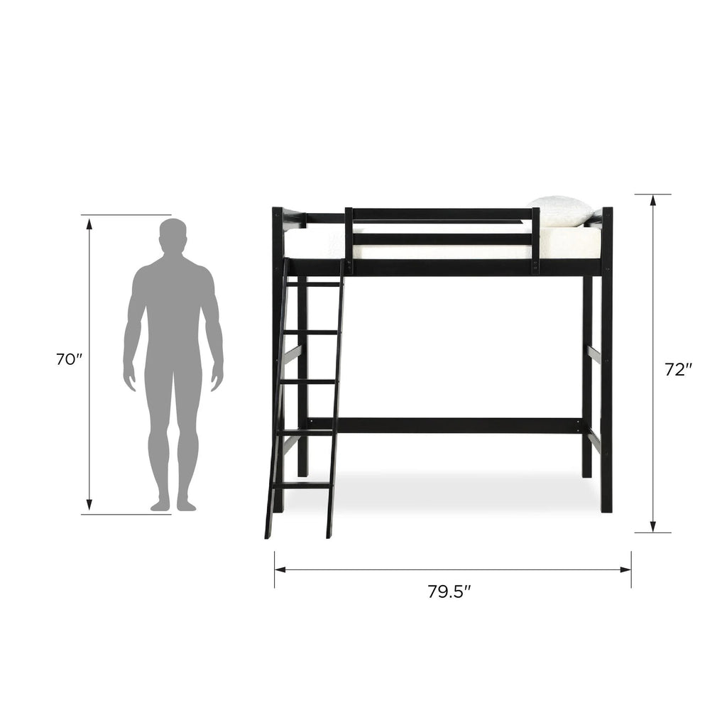 Your Zone Kiarah Twin Loft Bed with Ladder. White