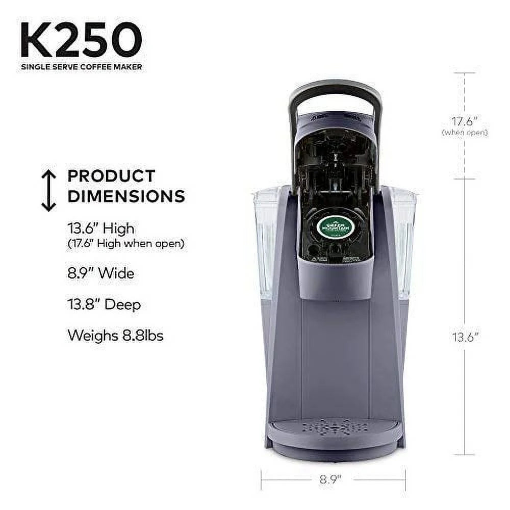 Keurig K250 Coffee Maker. Single Serve K-Cup Pod Coffee Brewer. With Strength Control. Plum Gray