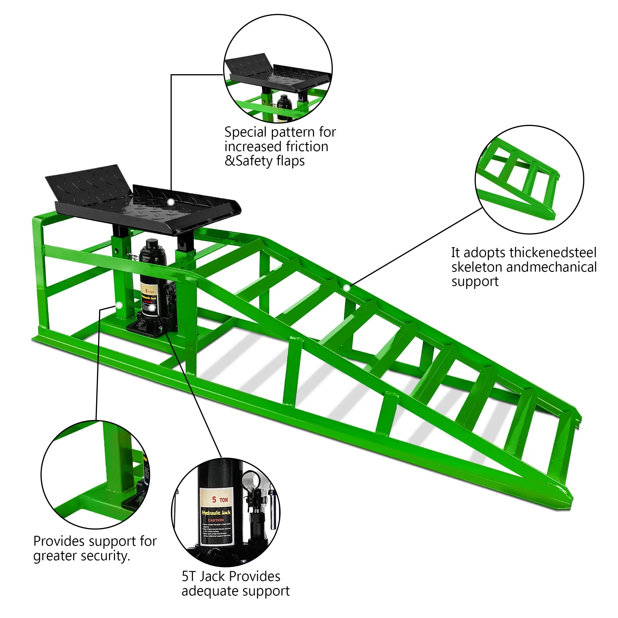 Lafati 2-Pack Hydraulic Car Ramps: Heavy-Duty Vehicle Ramps with 5T / 10000lbs Jack Load Capacity. Portable Design for Effortless Oil Changes and Car Lifts
