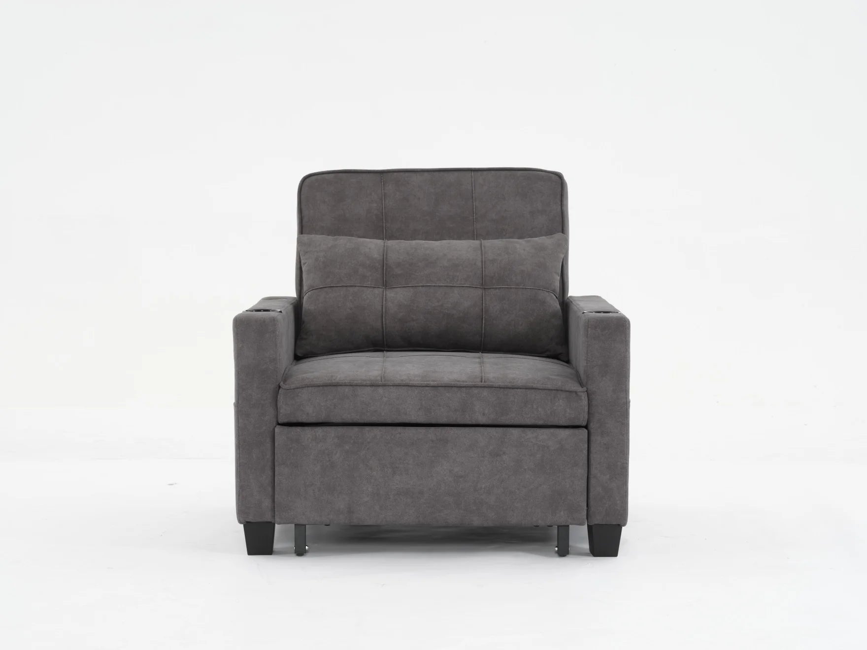 Convertible Futon Sofa Bed. 3-in-1 Multi-Functional Sleeper Chair Bed with USB Ports. Adjustable Backrest Recliner.for Living Room Bedroom Small Space. Tech Cloth. Dark Grey