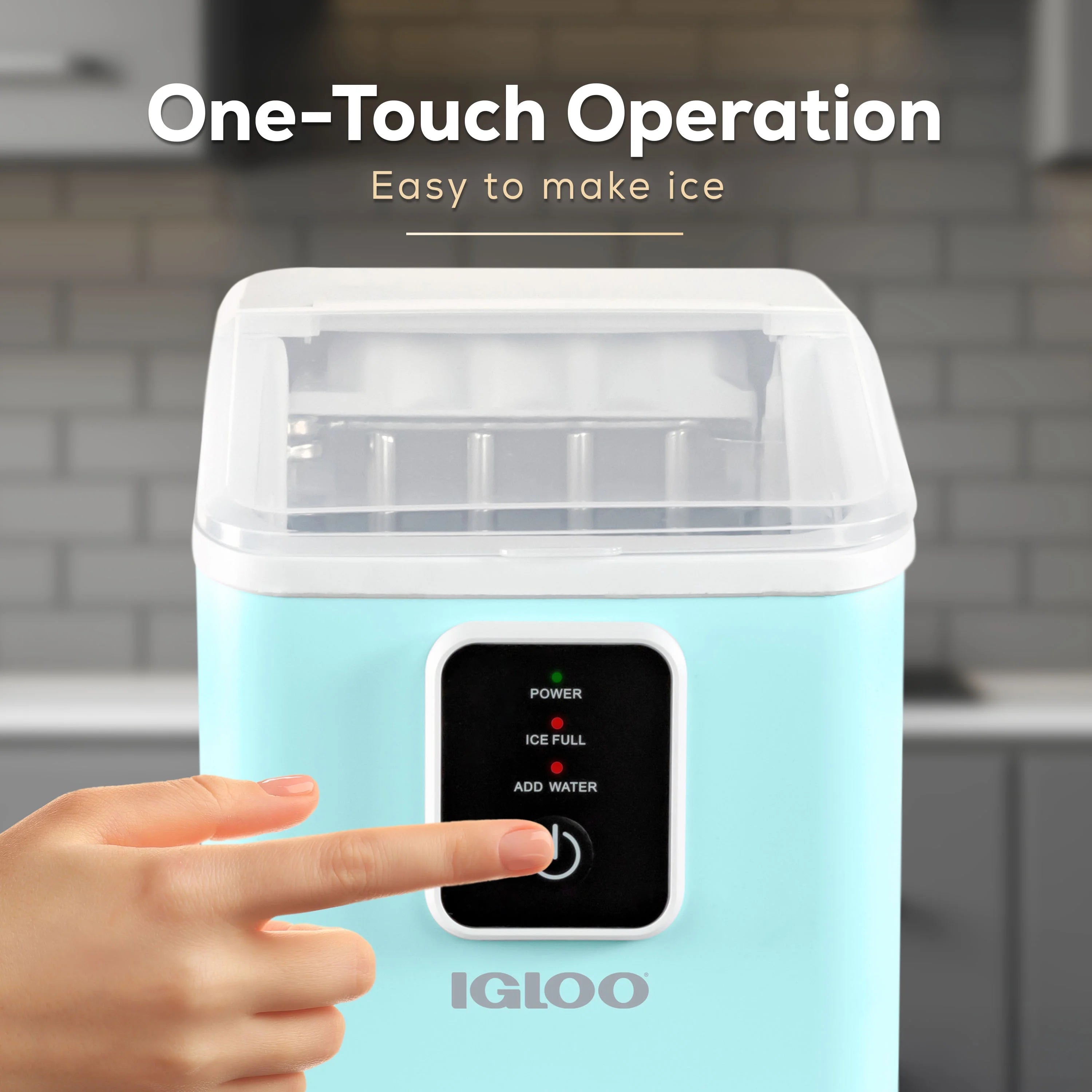 Igloo Self-Cleaning Countertop Ice Maker - Compact and Portable - Creates 26 lbs. Per Day. 8 Pieces Ready Every 7-8 Minutes - Includes Ice Scoop and Basket - Aqua