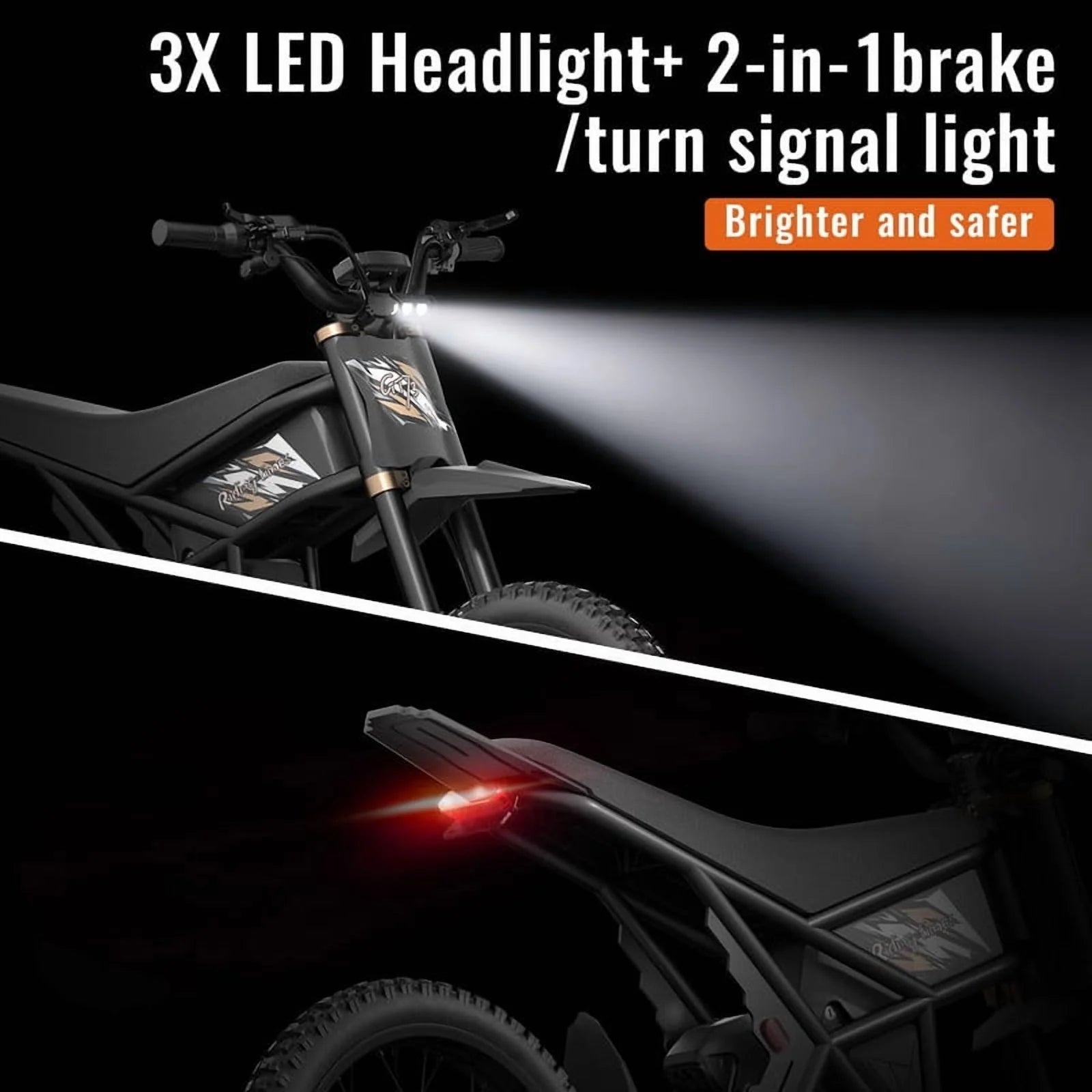 GT73 PRO 338 NM Electric Dirt Bike for Adults.3000W(Peak)Dual Motor 50Mph Max Speed.60V 50MPH 36.4AH Dual Battery Ebike.85 Miles Range. 25 Motorcycle Tires. All-Terrain for Mountain. Snow. UL2849